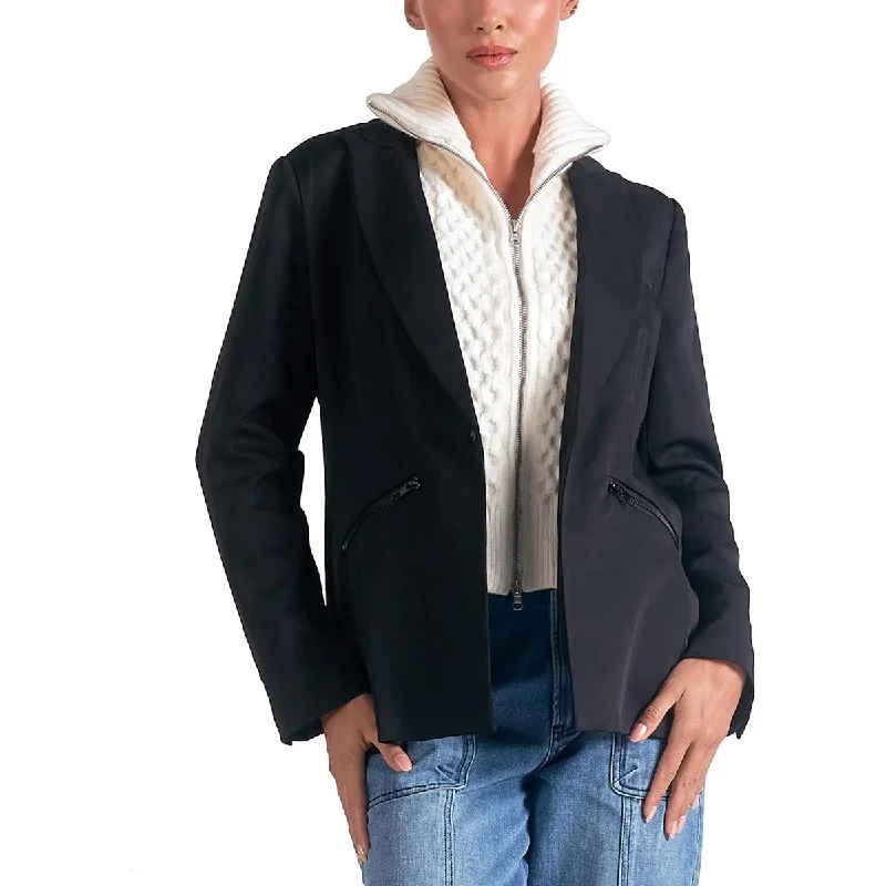 Breathable Design Elan Womens Collar  One-Button Blazer