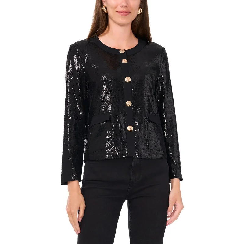 High Street Style Vince Camuto Womens Sequined Collarless Blazer