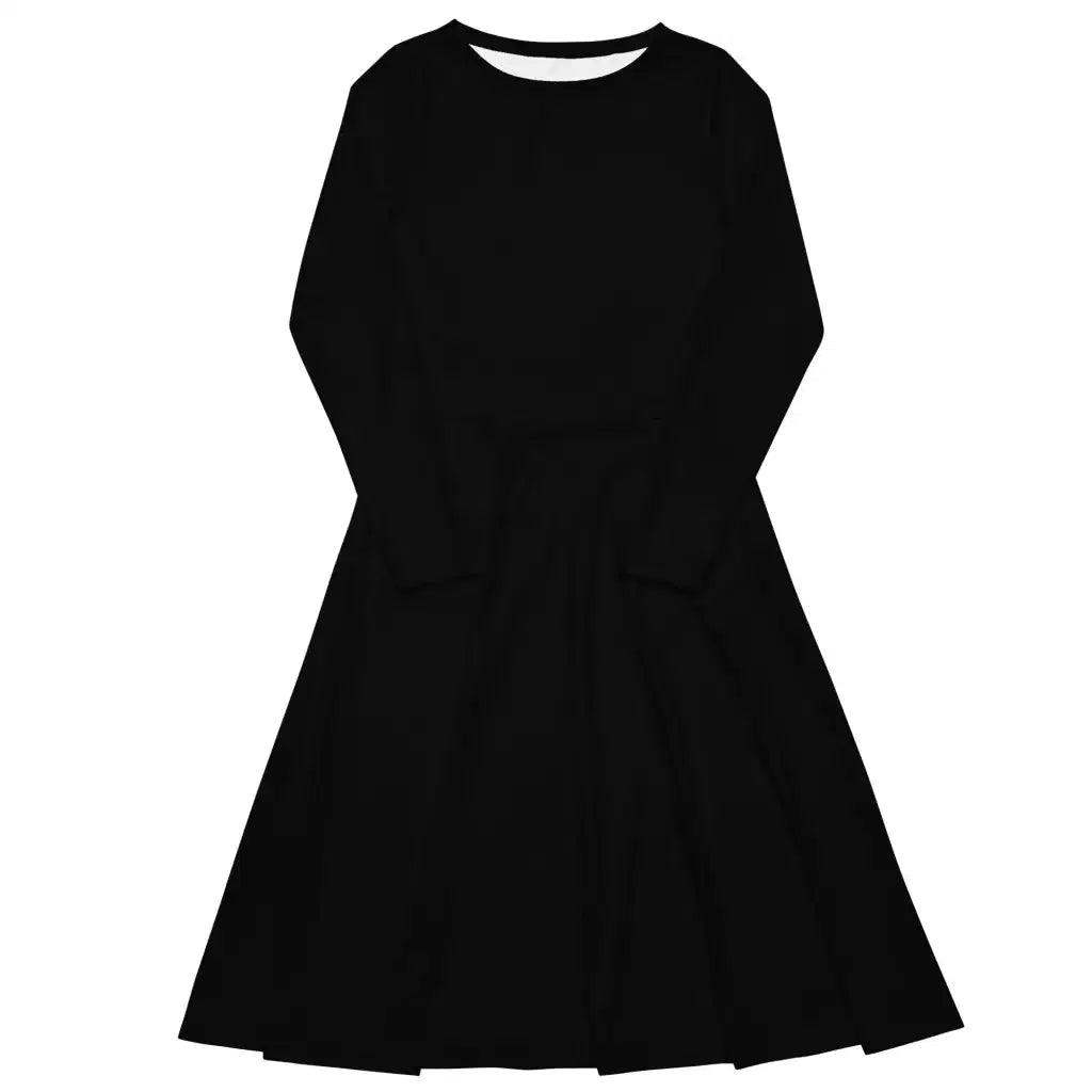 Embroidered Letters BASIC black - Midi dress with long sleeves and pockets