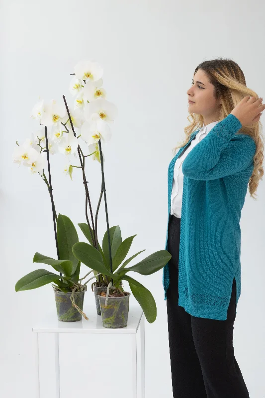 French Style Classic cardigan turquoise cotton