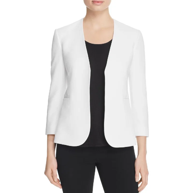 Exquisite Design Theory Womens Crepe Shoulder Pads Open-Front Blazer