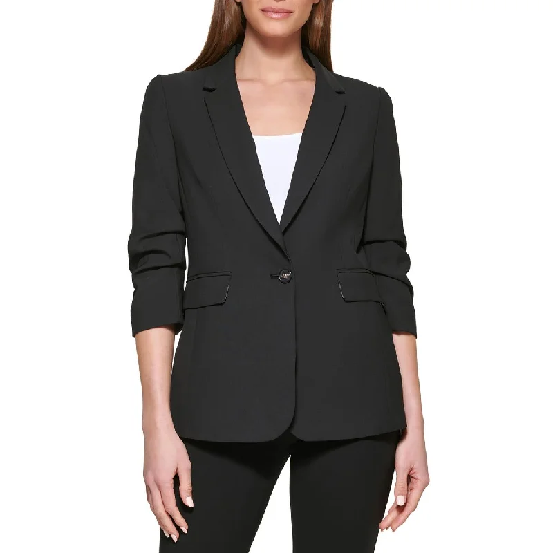 Age-reducing Style DKNY Womens Petites Office Suit Separate One-Button Blazer