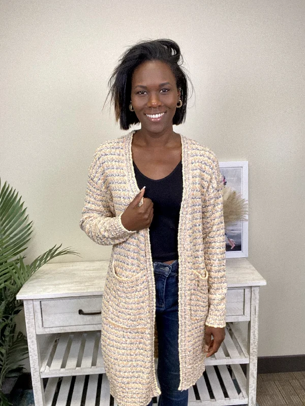 Sports And Leisure Stand Tall Women's Popcorn Knit Cardigan Sweater