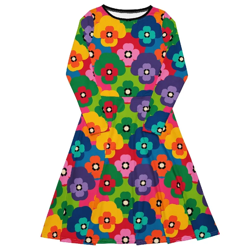 French Style PANSY FAB - Midi dress with long sleeves and pockets