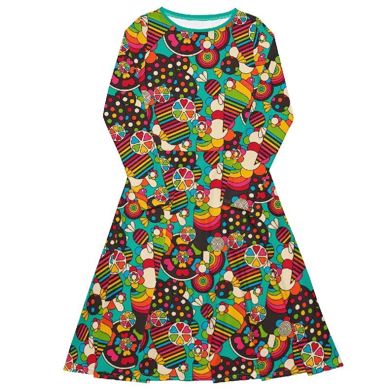 Noble And Elegant SWEET FREAK mint - Midi dress with long sleeves and pockets