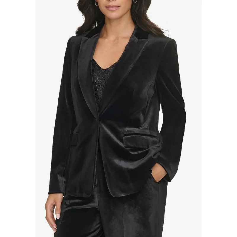 Perfect Tailoring Calvin Klein Womens Petites Collar  One-Button Blazer