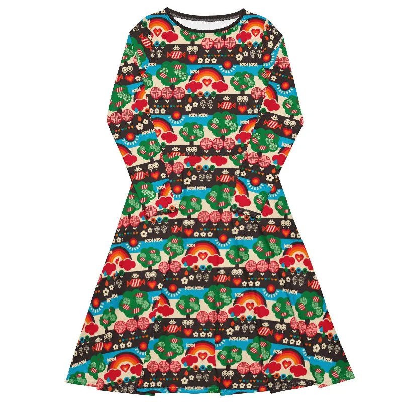 Fashionable And Fashionable SWEET DAYS - Midi dress with long sleeves and pockets