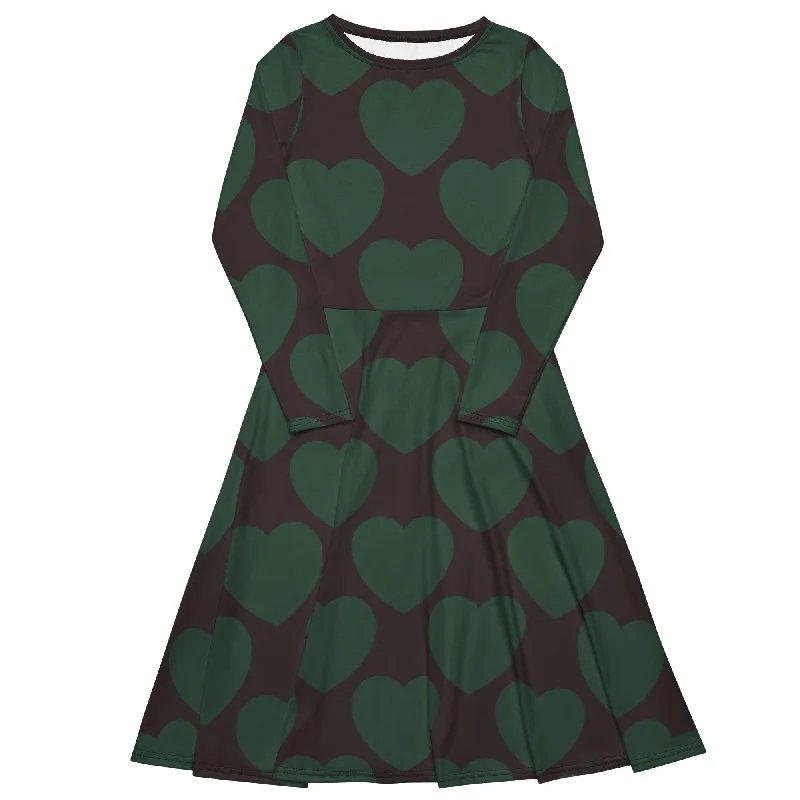 Trendy And Casual ELLIE LOVE forest - Midi dress with long sleeves and pockets