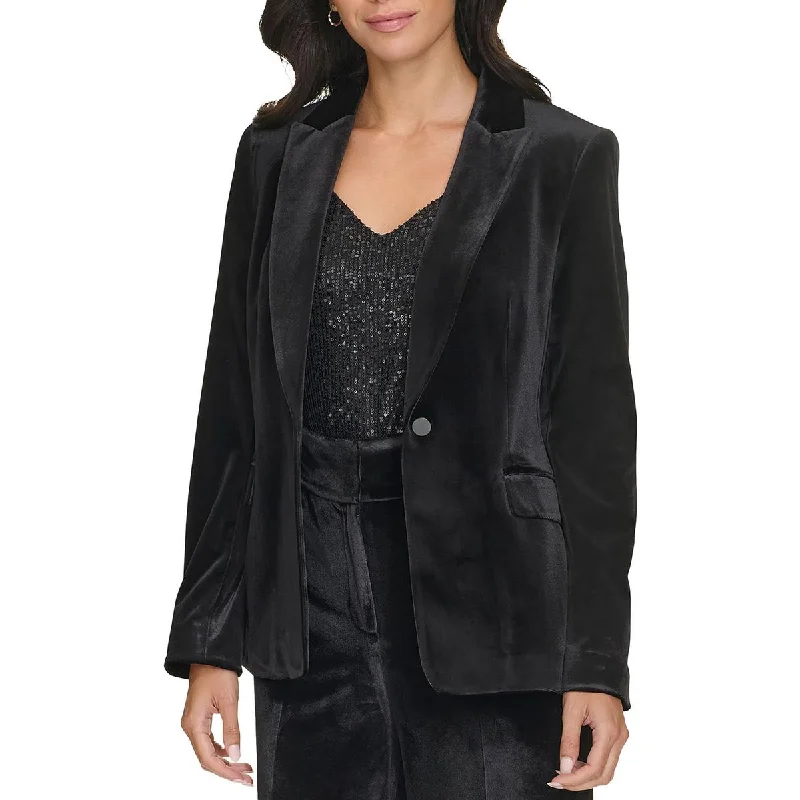 Youthful Vitality Calvin Klein Womens Solid Velvet One-Button Blazer