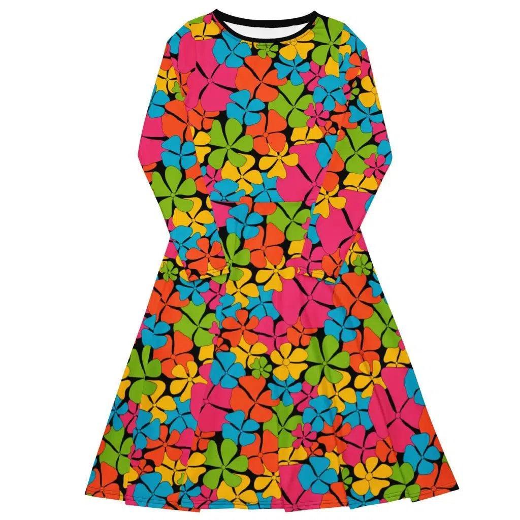 Exquisite Craftsmanship ADELIE colour - Midi dress with long sleeves and pockets
