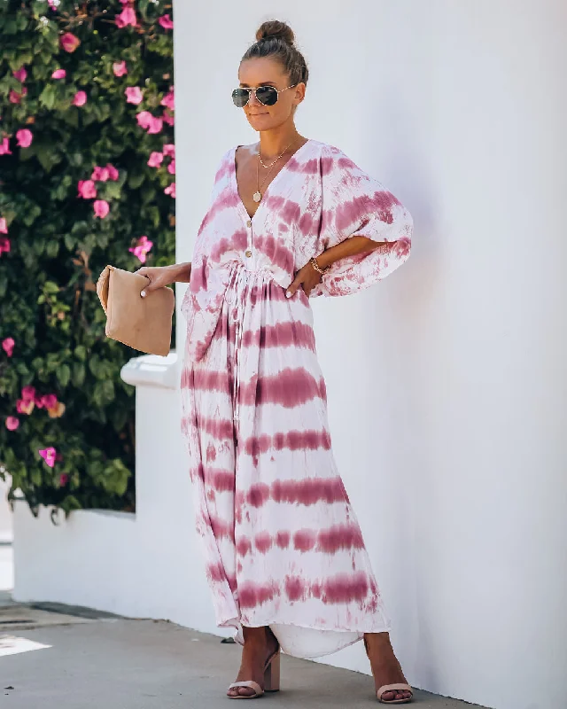 Exquisite Embroidery Estancia Adjustable Tie Dye Kimono Maxi Dress