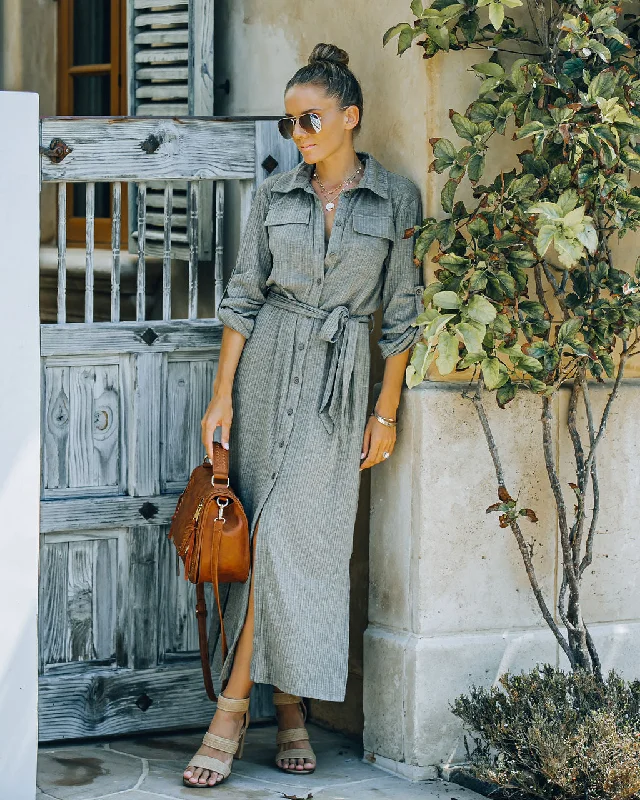 Comfortable And Casual Arman Pocketed Ribbed Knit Maxi Dress - FINAL SALE