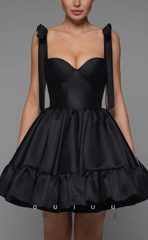 Comfortable Fashion GH625 - Classic & Timeless A-Line Black Homecoming Dress With Bowknot Straps