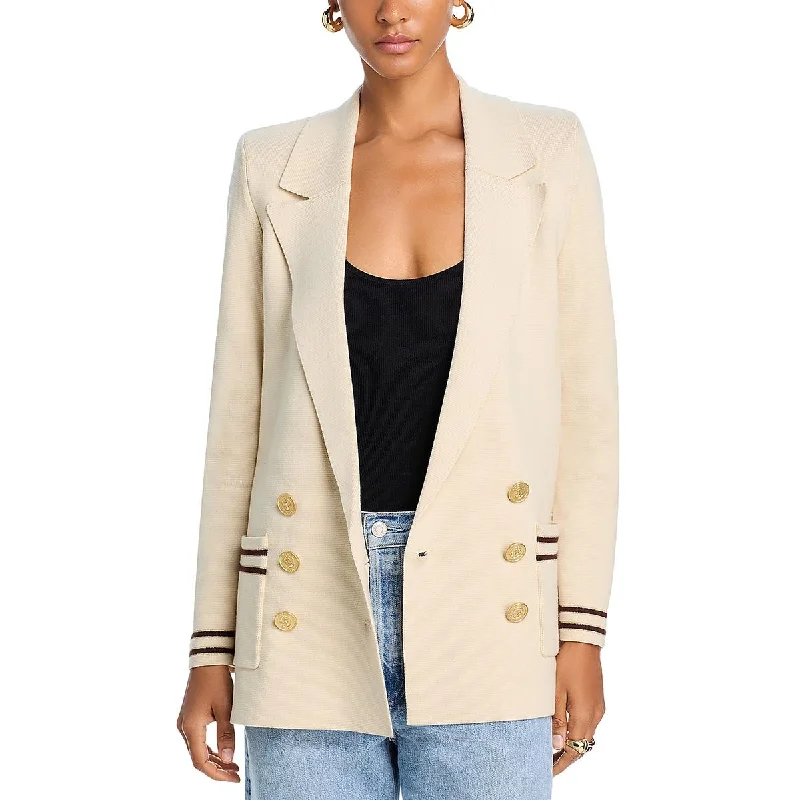 Embroidery Design L'Agence Womens Knit  Double-Breasted Blazer