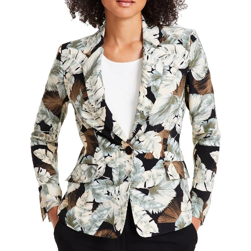 Fashion Classic Kasper Womens Floral Print  One-Button Blazer