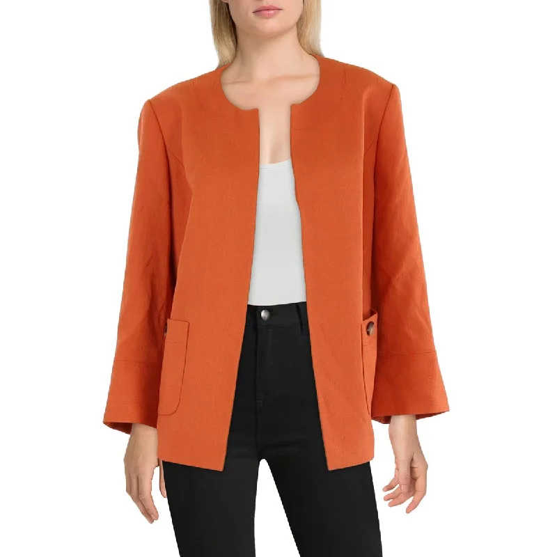 Simple Matching Kasper Womens Plus Shoulder Pads Long Sleeve Open-Front Blazer