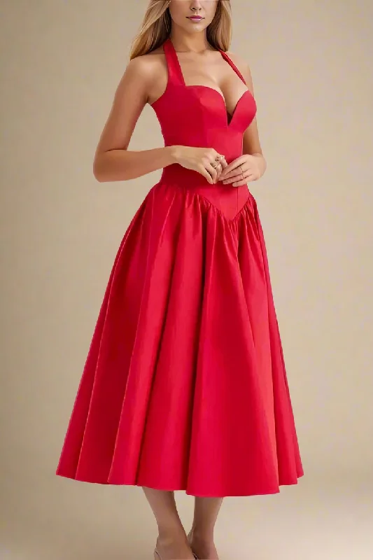 Eye-catching Personality Anita Bodycon Midi Dress - Lipstick Red