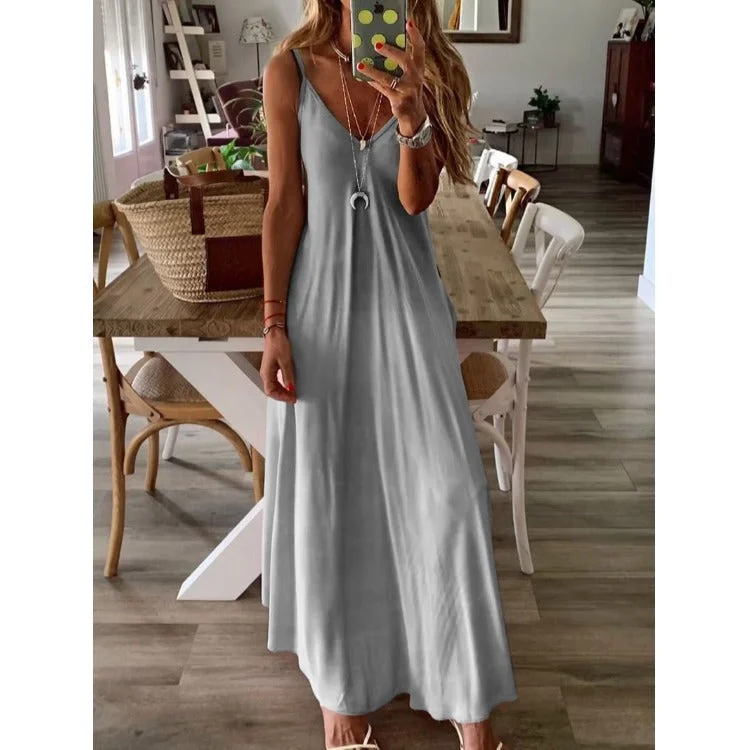 Fashionable Items Empire Satin Maxi Dress - Olive