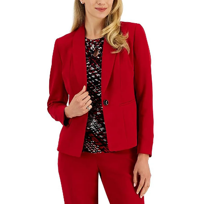 Personalized Design Kasper Womens Petites Crepe Stretch One-Button Blazer