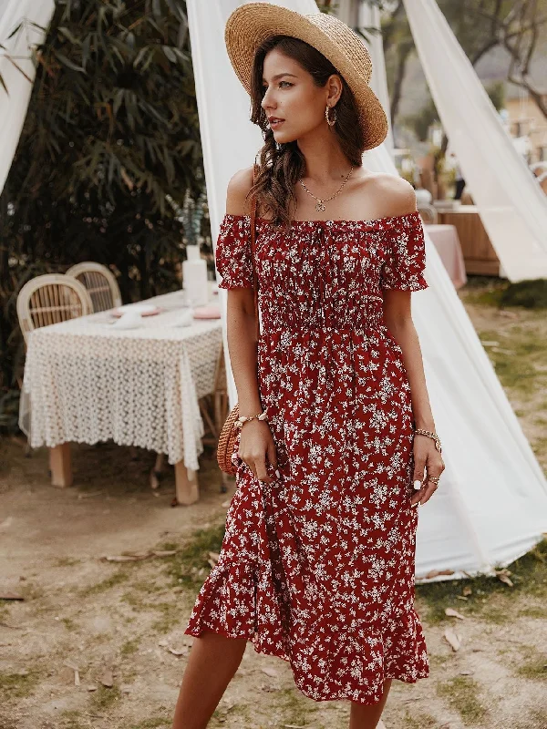 Fashionable Prints Hayes Floral Off The Shoulder Maxi Dress