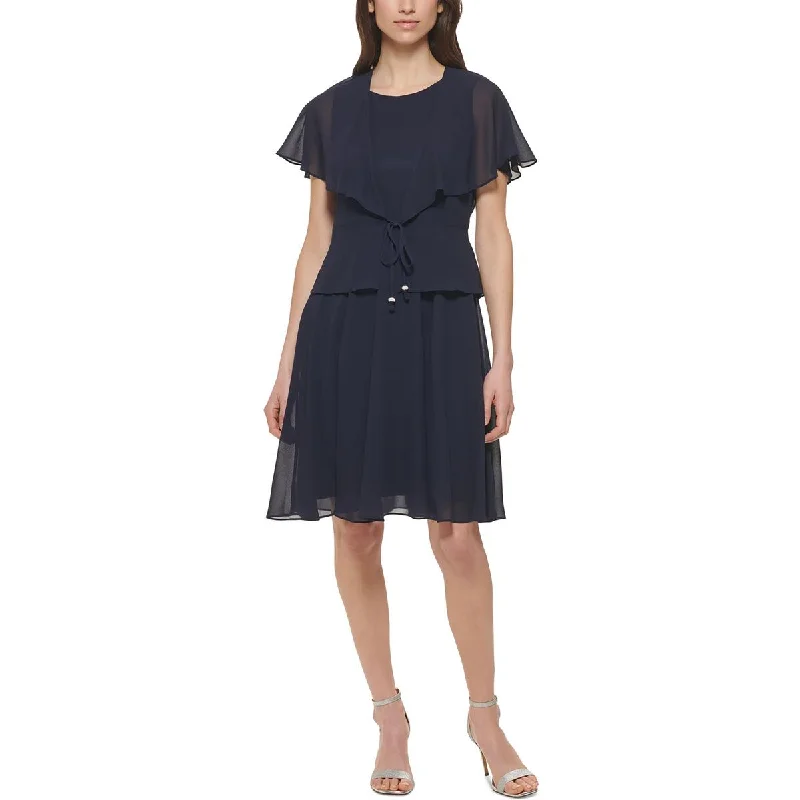 Modern Tailoring Jessica Howard Womens Flutter Sleeve Cardigan Collarless Blazer