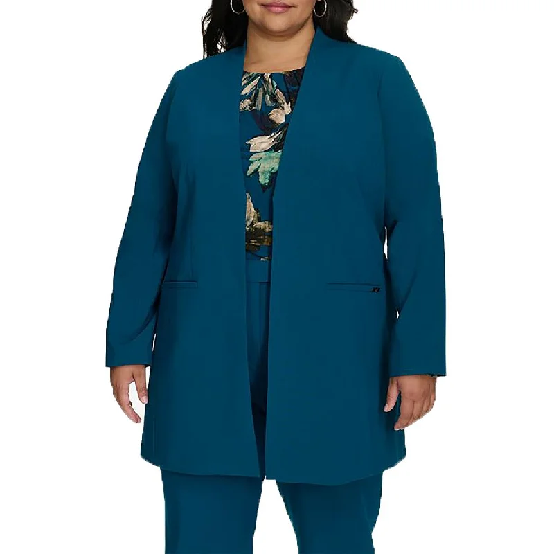 Fashion Selection Calvin Klein Womens Plus Solid  Open-Front Blazer
