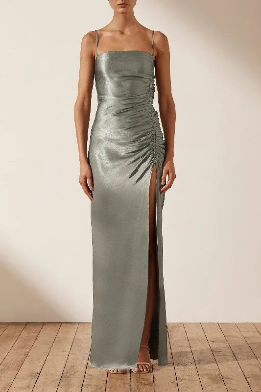Personalized Design LA LUNE RUCHED MAXI DRESS - SAGE