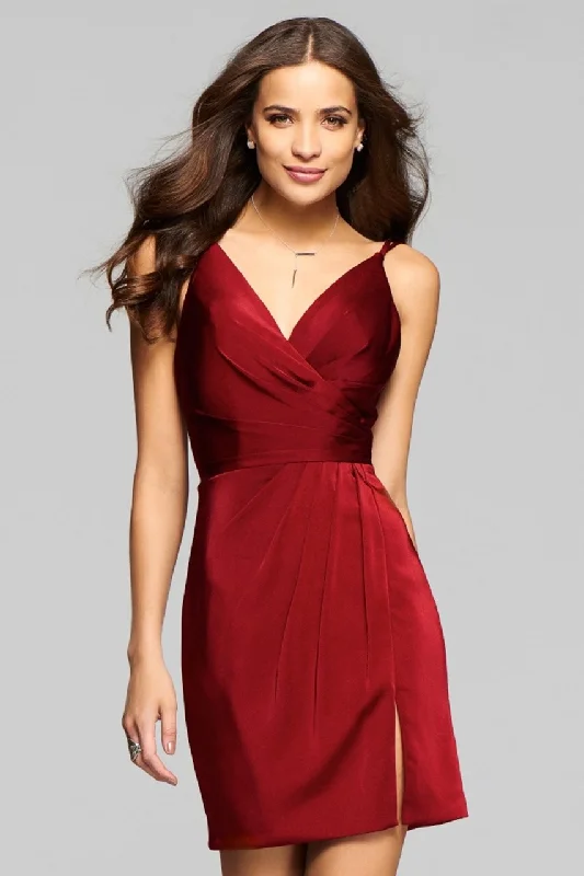 Sports And Leisure Faviana - Fitted V-Neck Draped Cocktail Dress 7850