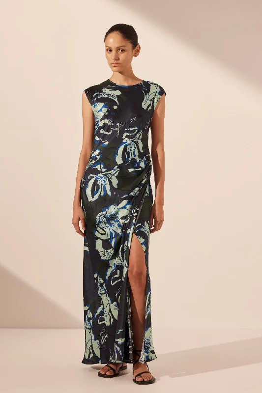 Personalized Series FRANCO SILK SIDE SPLIT MAXI DRESS