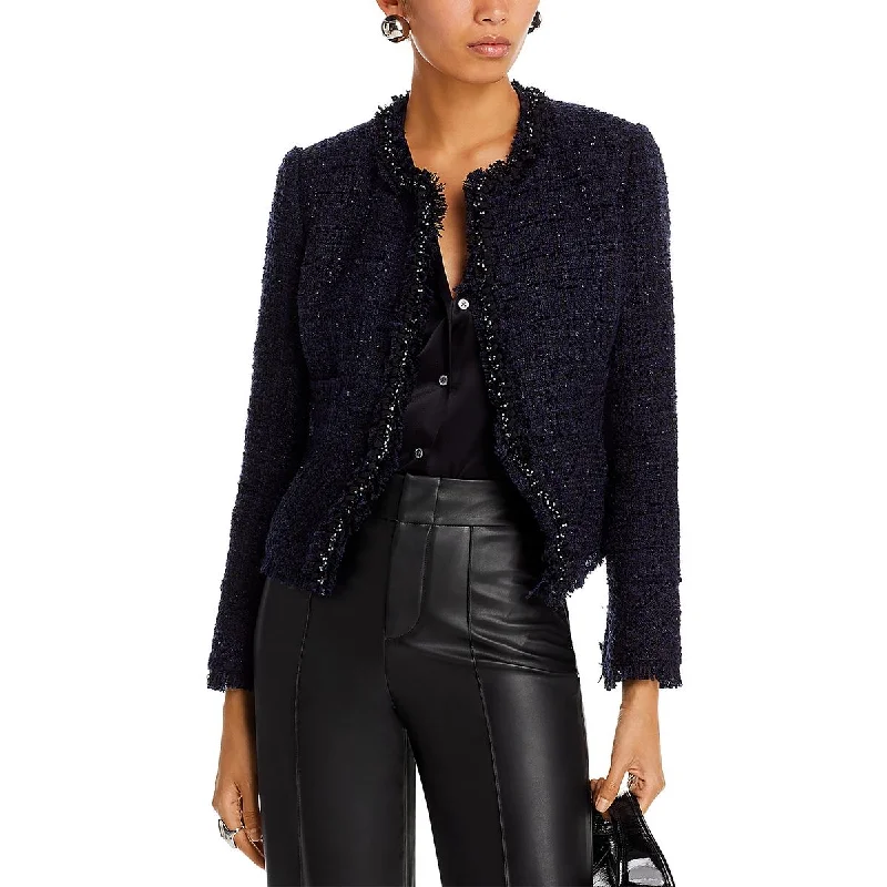 High Street Fashion Derek Lam 10 Crosby Womens Peplum Tweed Collarless Blazer