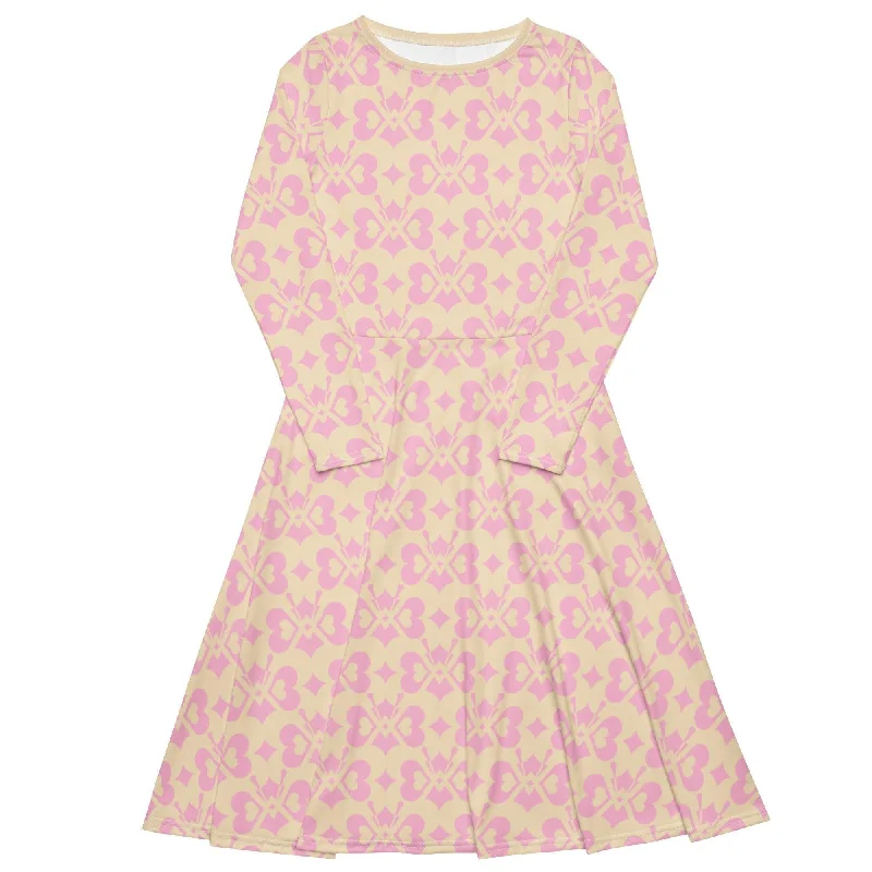 Double-sided Wear LOVE BUTTERFLY tender pink - Midi dress with long sleeves and pockets Double-sided Wear LOVE BUTTERFLY tender pink - Midi dress with long sleeves and pockets