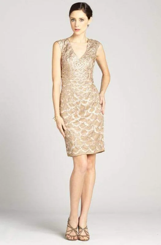 Classic Style Sue Wong - N2330 Embroidered Scallop Motif Sheath Dress