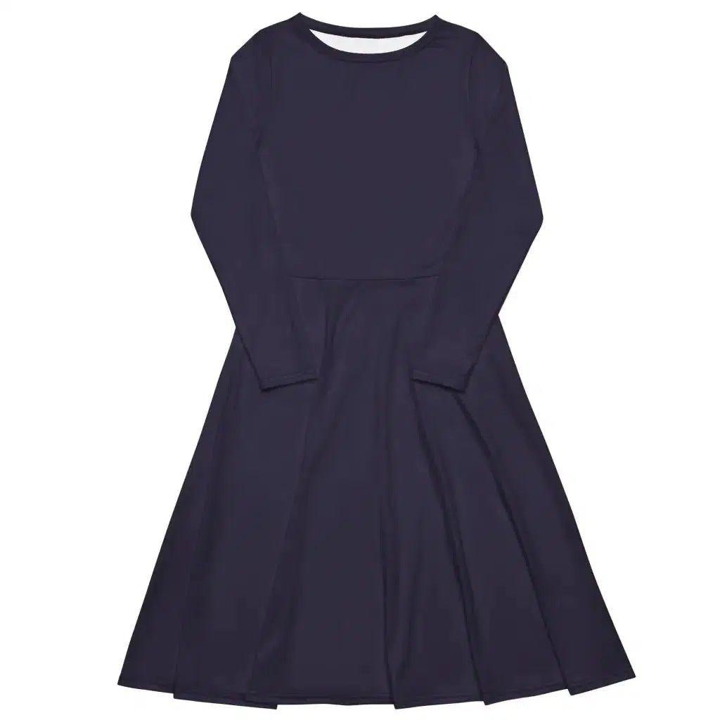 British Fashion BASIC darkblue - Midi dress with long sleeves and pockets