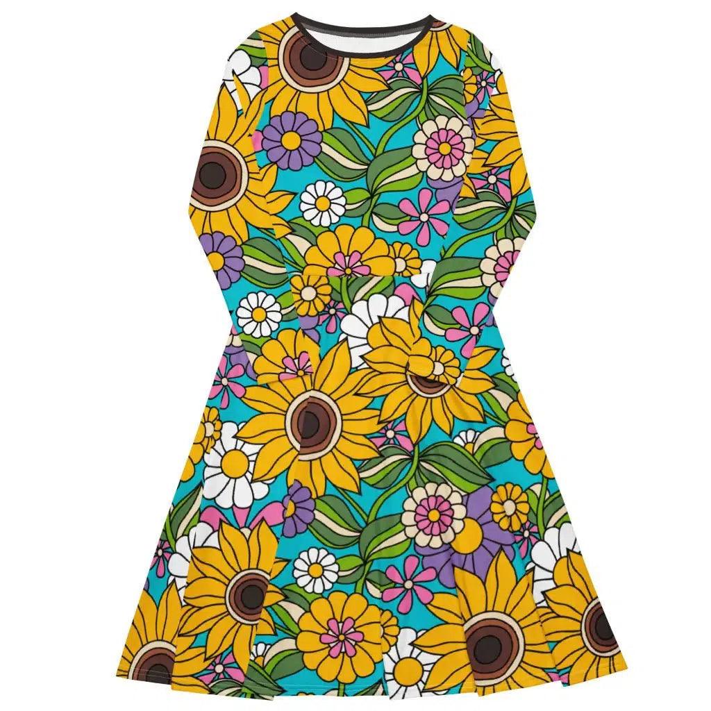 Fashion Design SUNDANCE turquoise - Midi dress with long sleeves and pockets
