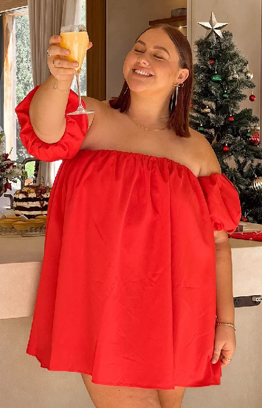 Age-reducing Style Jozette Red Off The Shoulder Mini Dress
