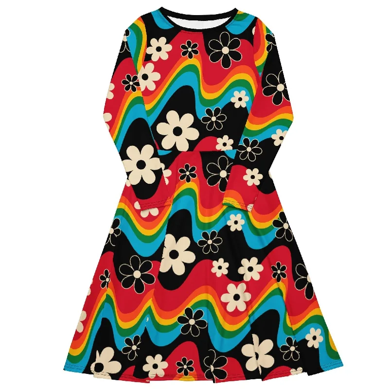 Avant-garde Design FLORA RAVE - Midi dress with long sleeves and pockets