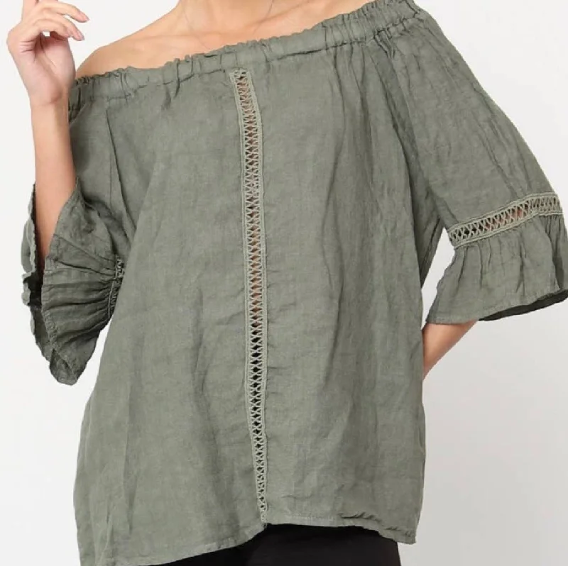 Exquisite Design 100% Linen Peasant Top 1121