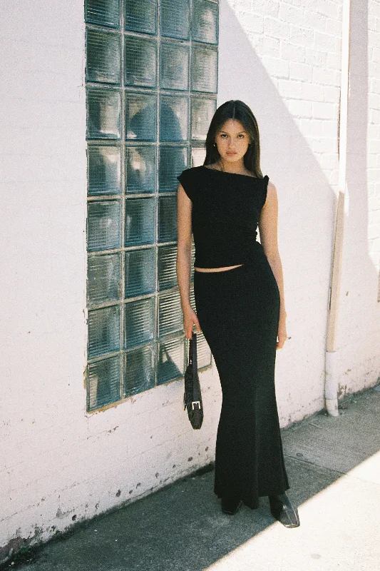 Comfortable And Cold-proof Alba Off The Shoulder Top - Black