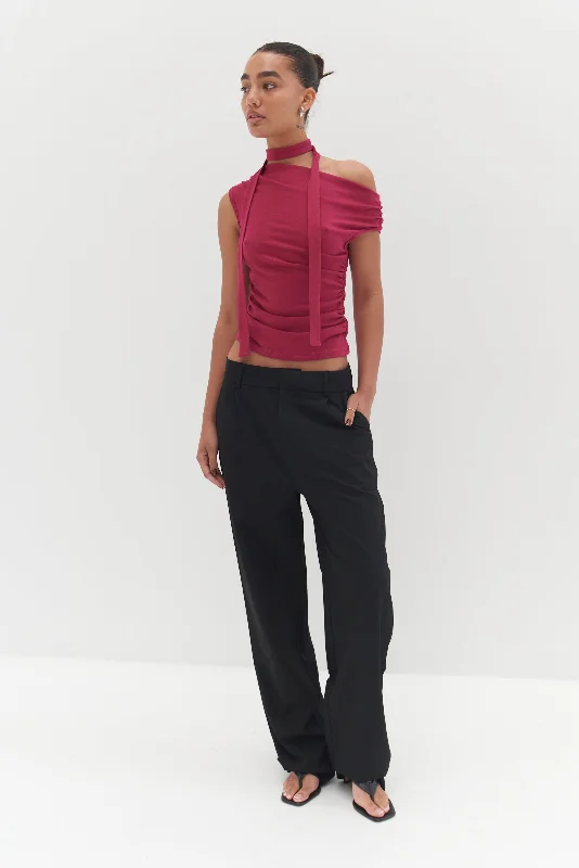 Breathable Design Bella Scarf Top - Red