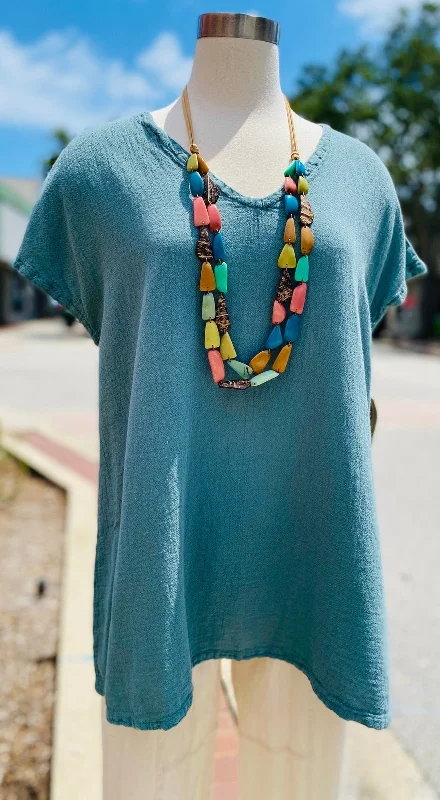 Comfortable And Casual Betsy Top 100% Cotton Gauze
