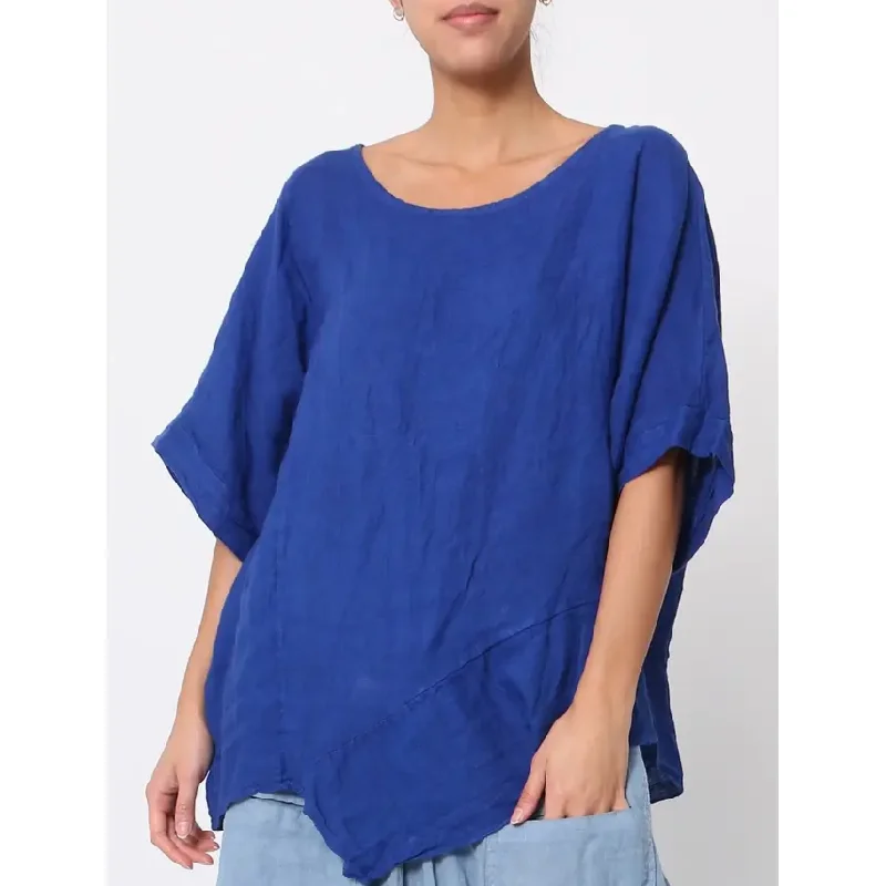 Minimal Style 100% Linen Asymmetrical Top - 9655