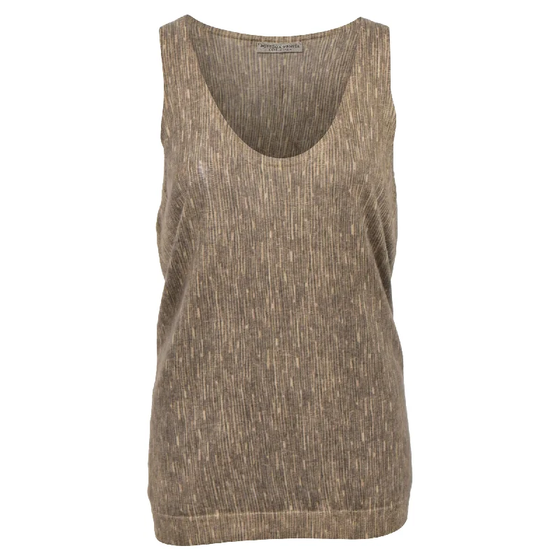 Casual And Comfortable Bottega Veneta Stripe Print Vest in Brown Cashmere