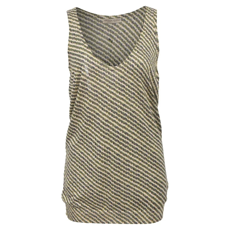 Soft And Comfortable Bottega Veneta Stripe Printed Tank Top in Multicolor Silk