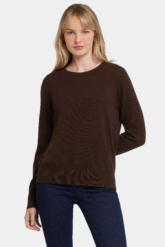 European And American Style Cashmere Essential Crewneck Sweater - Brown