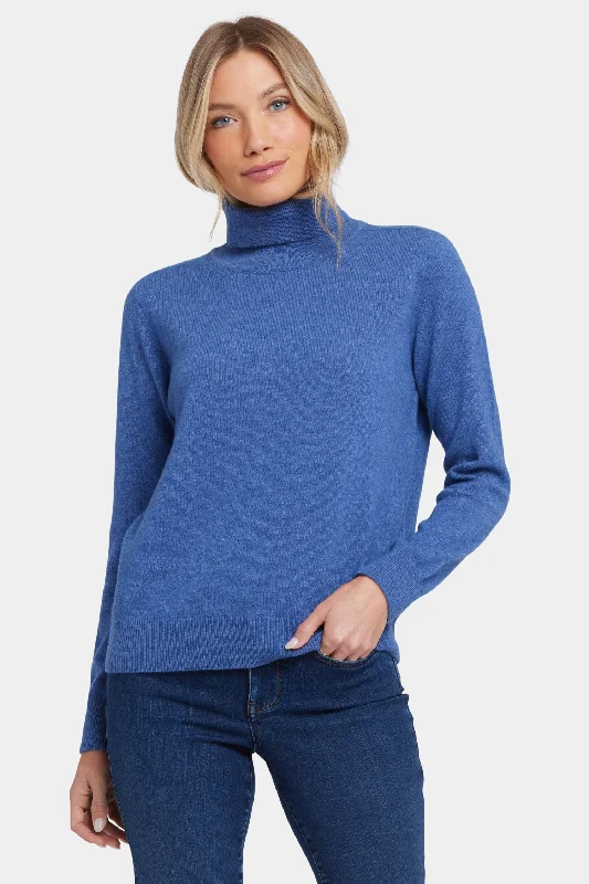 Comfortable Series Cashmere Turtleneck Sweater - Heather Blue