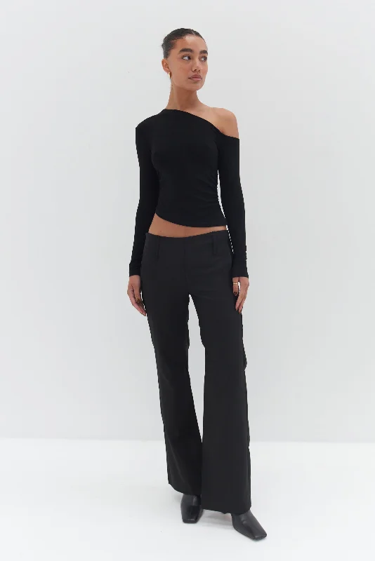 Lively And Youthful Evie Off The Shoulder Top - Black