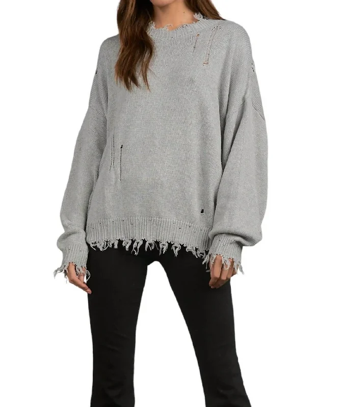 Fashionable And Fashionable F22 Distressed Crewneck Sweater In Grey