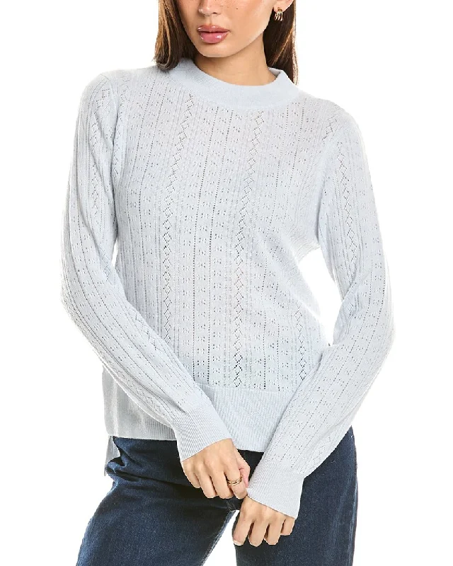 Celebrity Style Malo Cashmere Pointelle Wool & Cashmere-Blend Sweater