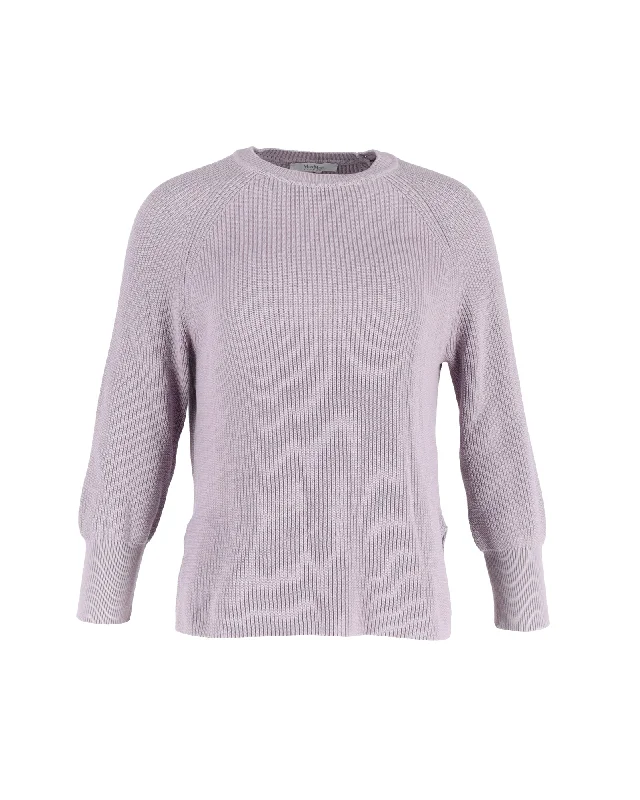 Eye-catching Personality Max Mara Ribbed Crewneck Sweater in Lavender Cotton