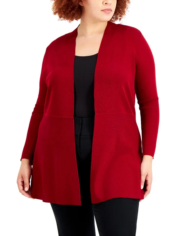 Exclusive Customization Plus Womens Ribbed Open Front Cardigan Sweater